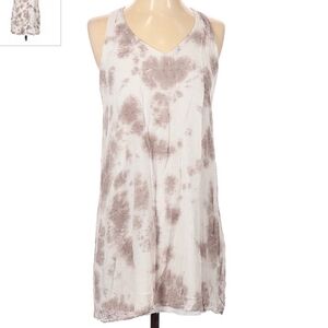 Mod On Trend Grey White Tie Dye Sleeveless V-Neck Dress Women's Small S Boho EUC